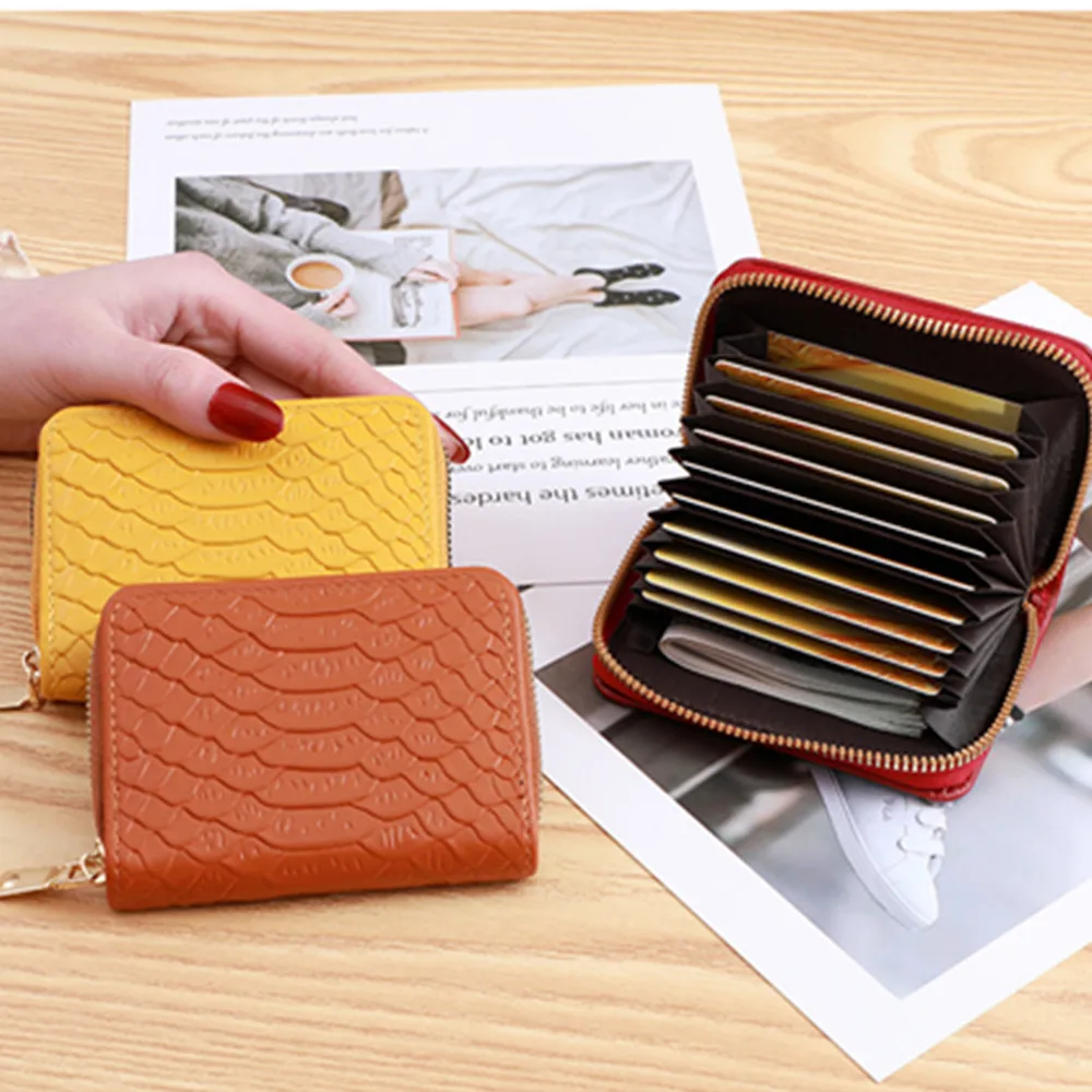 

2023 New Organ Card Holder for Women's Change ID/Credit Organizer Large Capacity Zipper PU Vintage Fashion Mini Cion Purses