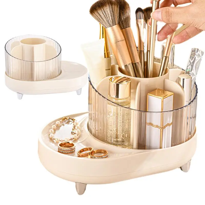 Makeup Brush Holder Organizer High Capacity Countertop Vanity Organizers Makeup Brush Organizer With 7 Rotatable Compartments 
Makeup Brush Holder Organizer High Capacity Countertop Vanity Organizers Makeup Brush Organizer With 7 Rotatable Compartments