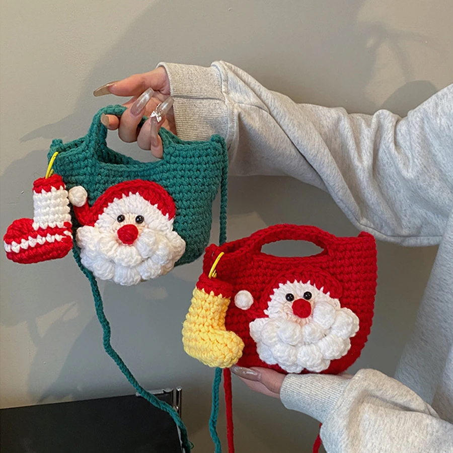 Christmas Handmade Woolen Woven mini Bag New Women's crossbody Bag student Fashion cute Shoulder handbags Bag Santa Claus Bolsas 
Christmas Handmade Woolen Woven mini Bag New Women's crossbody Bag student Fashion cute Shoulder handbags Bag Santa Claus Bolsas