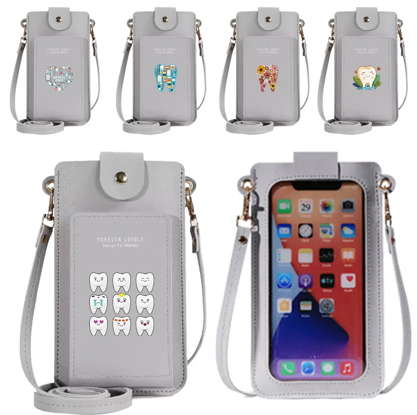 Universal Touch Screen Mobile Phone Bag Waterproof Wallets Card Pack Women's Crossbody Shoulder Bags Teeth Print Buttons Purse
Universal Touch Screen Mobile Phone Bag Waterproof Wallets Card Pack Women's Crossbody Shoulder Bags Teeth Print Buttons Purse
