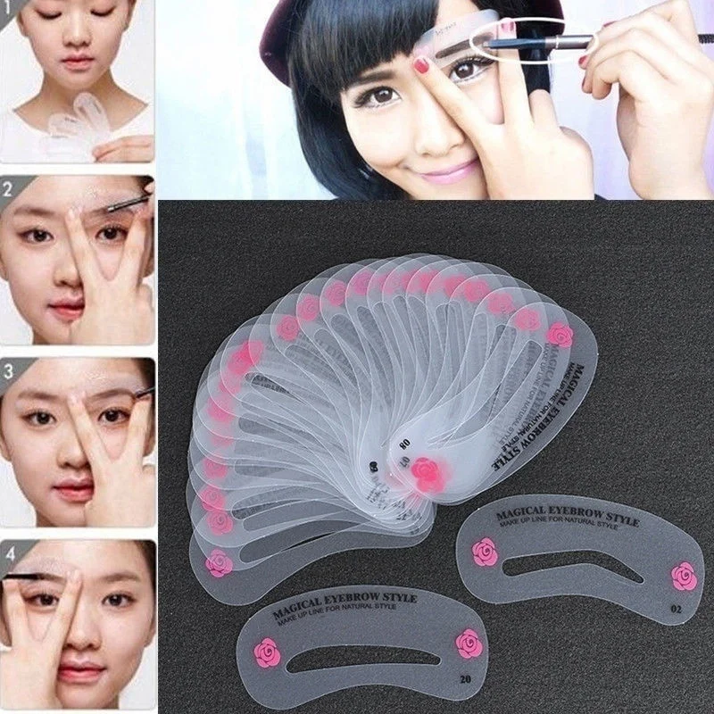 

Sdotter 24pcs/set DIY Eyebrow Shaping Stencils Grooming Kit Shaper Template Makeup Tool