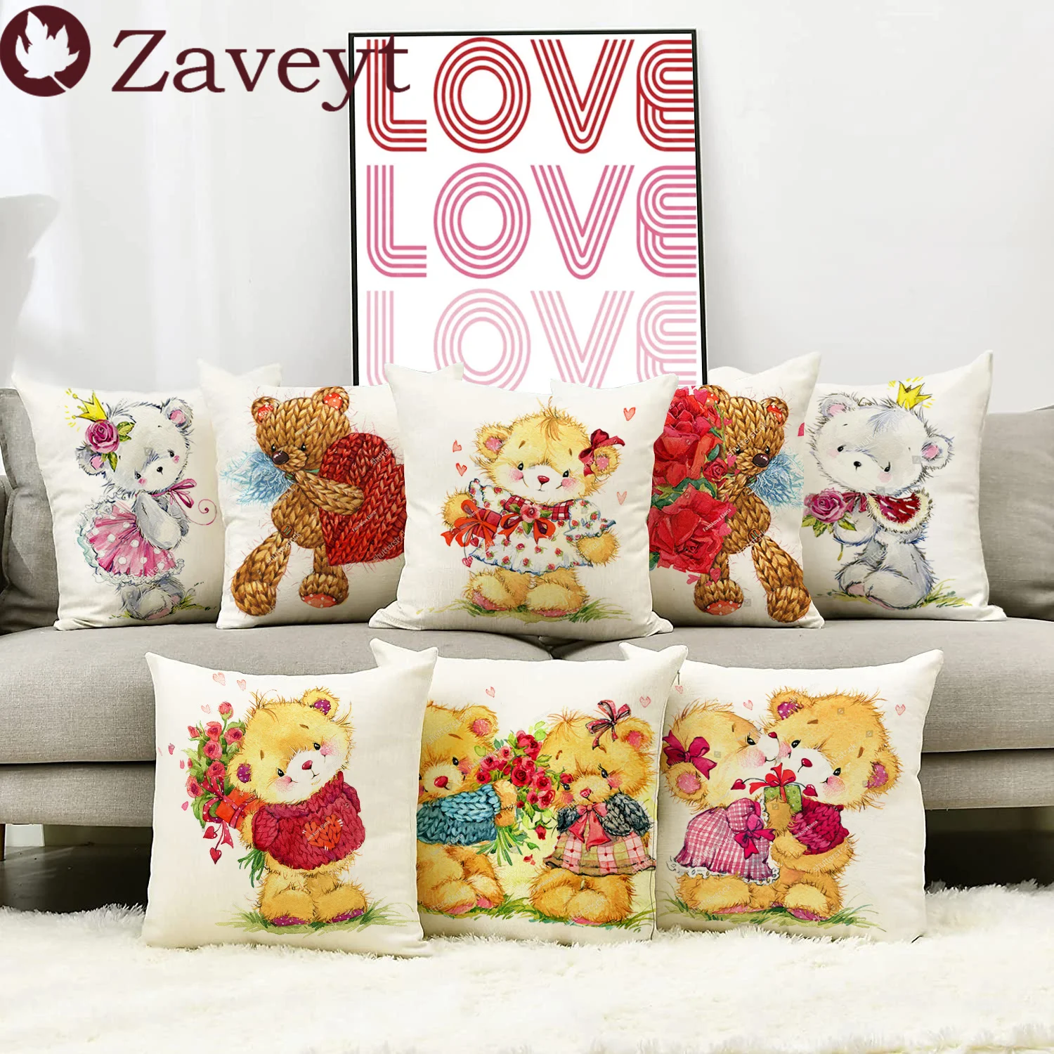 Cute Teddy Bear Cuchion Cover Valentine's Day Pillowcase Kawaii Linen Throw Pillow Home Decor 45x45cm Car Living Room Decoration
Cute Teddy Bear Cuchion Cover Valentine's Day Pillowcase Kawaii Linen Throw Pillow Home Decor 45x45cm Car Living Room Decoration
