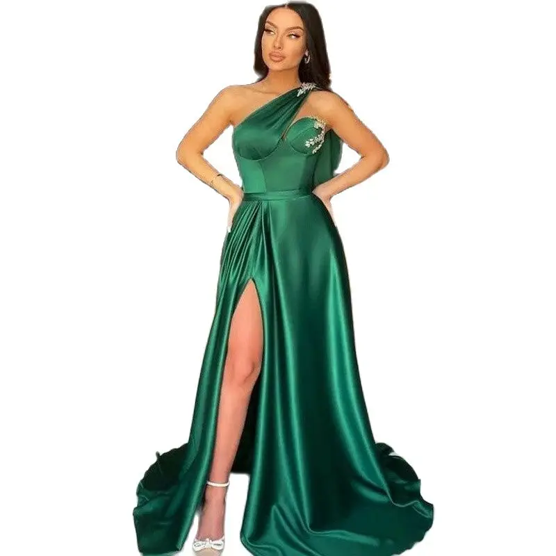 Green Mermaid Satin Prom Dresses High Slit Lace vestido de gala One Shoulder Women Formal Evening Gowns
Green Mermaid Satin Prom Dresses High Slit Lace vestido de gala One Shoulder Women Formal Evening Gowns