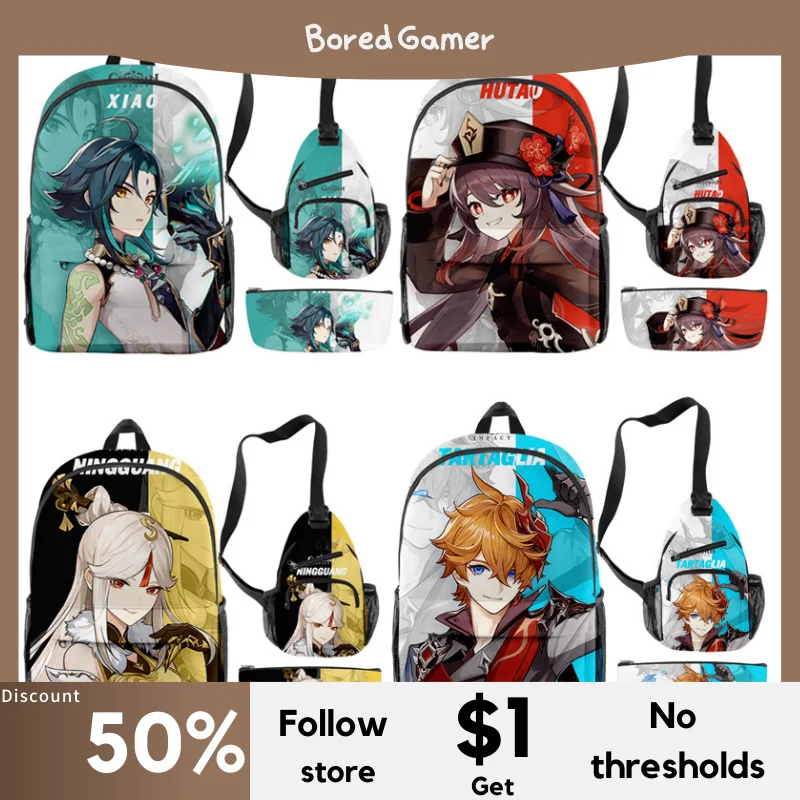 Game Genshin Impact Cosplay Unisex Cartoon 3pcs/Set Backpack Schoolbag Shoulder Messenger Bag Pencil Case Travel Laptop Gifts
Game Genshin Impact Cosplay Unisex Cartoon 3pcs/Set Backpack Schoolbag Shoulder Messenger Bag Pencil Case Travel Laptop Gifts