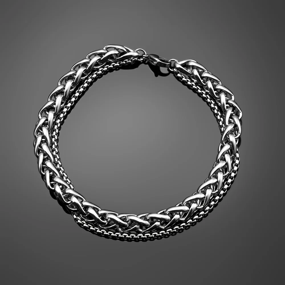 Men's Chain Bracelet Stainless Stel Curb Cuban Link Chain Multilayer for Women Unisex Wrist Jewelry Punk Male Bangle Gift
Men's Chain Bracelet Stainless Stel Curb Cuban Link Chain Multilayer for Women Unisex Wrist Jewelry Punk Male Bangle Gift