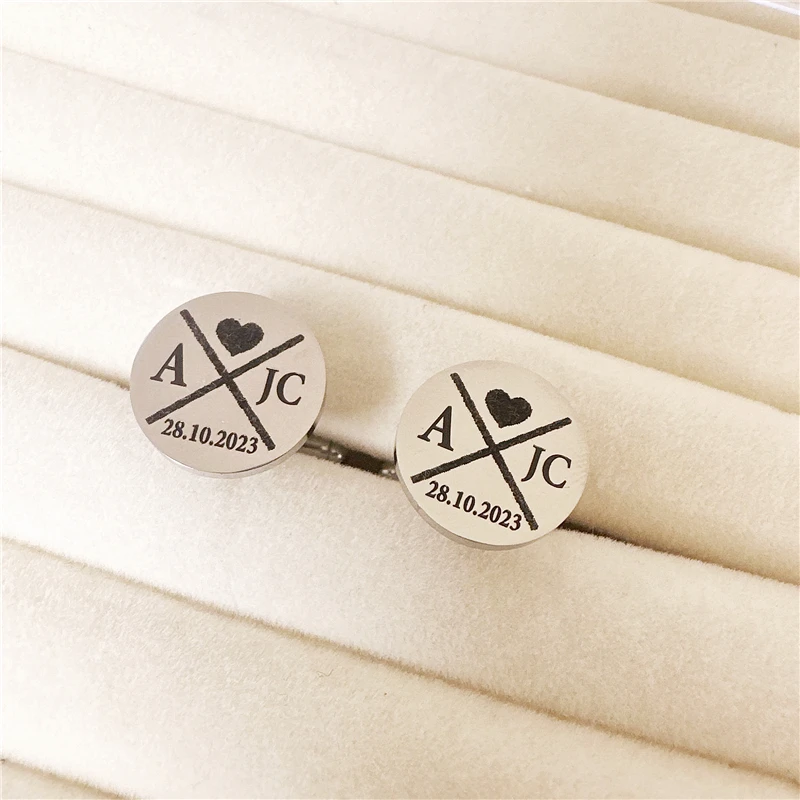 

Personalized Custom Mens Shirt Cufflinks for Father Wedding Gift Customized Cuff links Buttons Men Jewelry Sliver Suit Cufflink