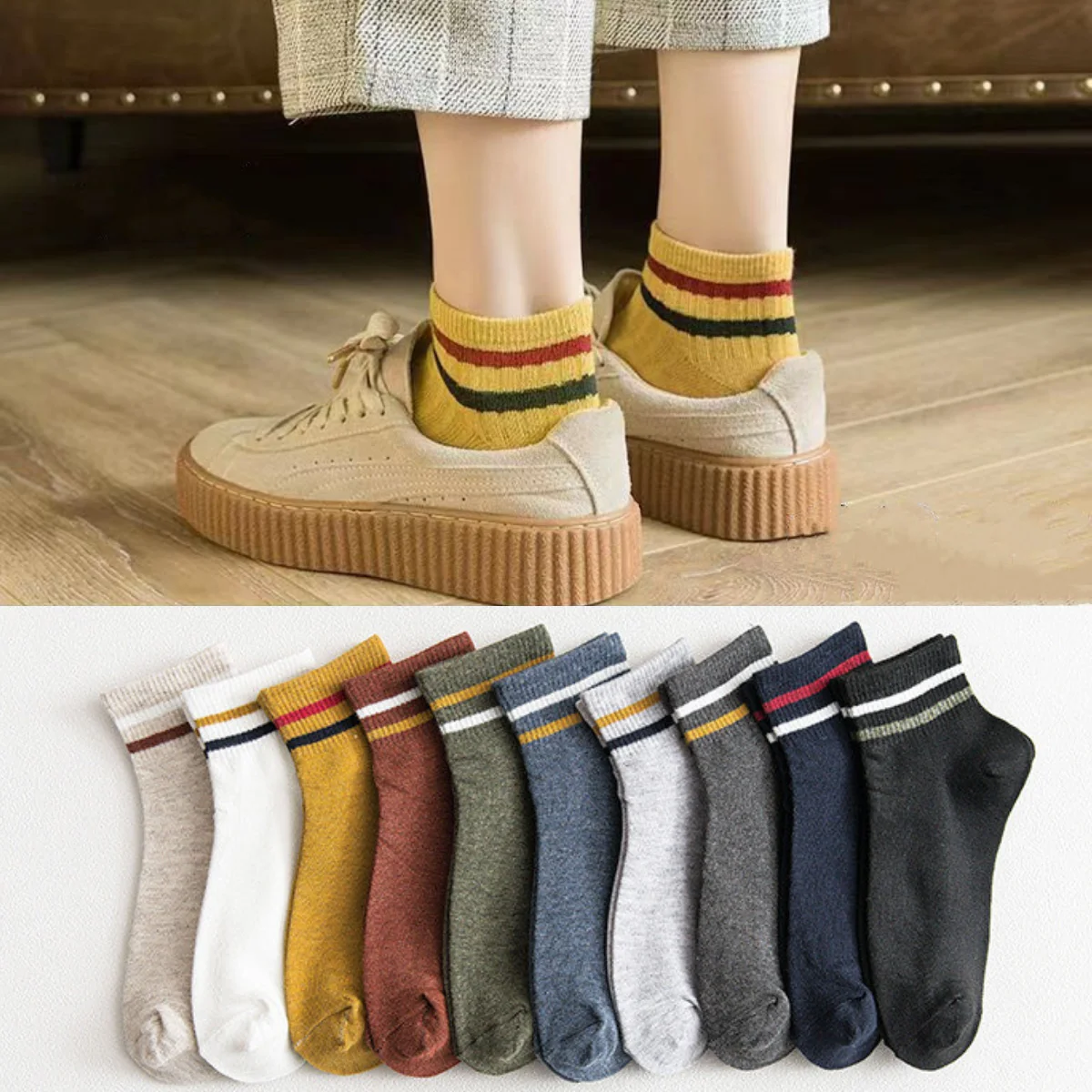 Cotton Thin Breathable Women Socks Fashion Striped School Girls Low Cut Ankle Socks Women Casual Harajuku Streetwear Short Socks
Cotton Thin Breathable Women Socks Fashion Striped School Girls Low Cut Ankle Socks Women Casual Harajuku Streetwear Short Socks