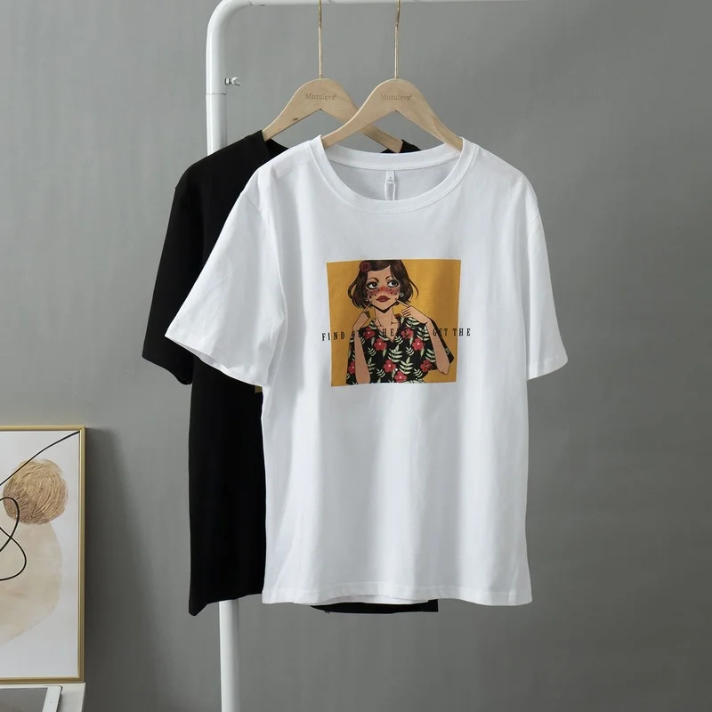 2022 Fashion Print T-shirt Women Short Sleeve Loose Pure Cotton Tops 2022 Female Basic Shirt Spring Summer Ladies Tee
2022 Fashion Print T-shirt Women Short Sleeve Loose Pure Cotton Tops 2022 Female Basic Shirt Spring Summer Ladies Tee