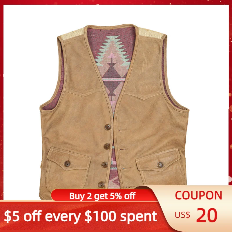 Light Brown Men's Spring Vest Casual Style Plus Size 4XL Natural Cowhide Autumn Slim Fit Short Genuine Leather Coats
Light Brown Men's Spring Vest Casual Style Plus Size 4XL Natural Cowhide Autumn Slim Fit Short Genuine Leather Coats