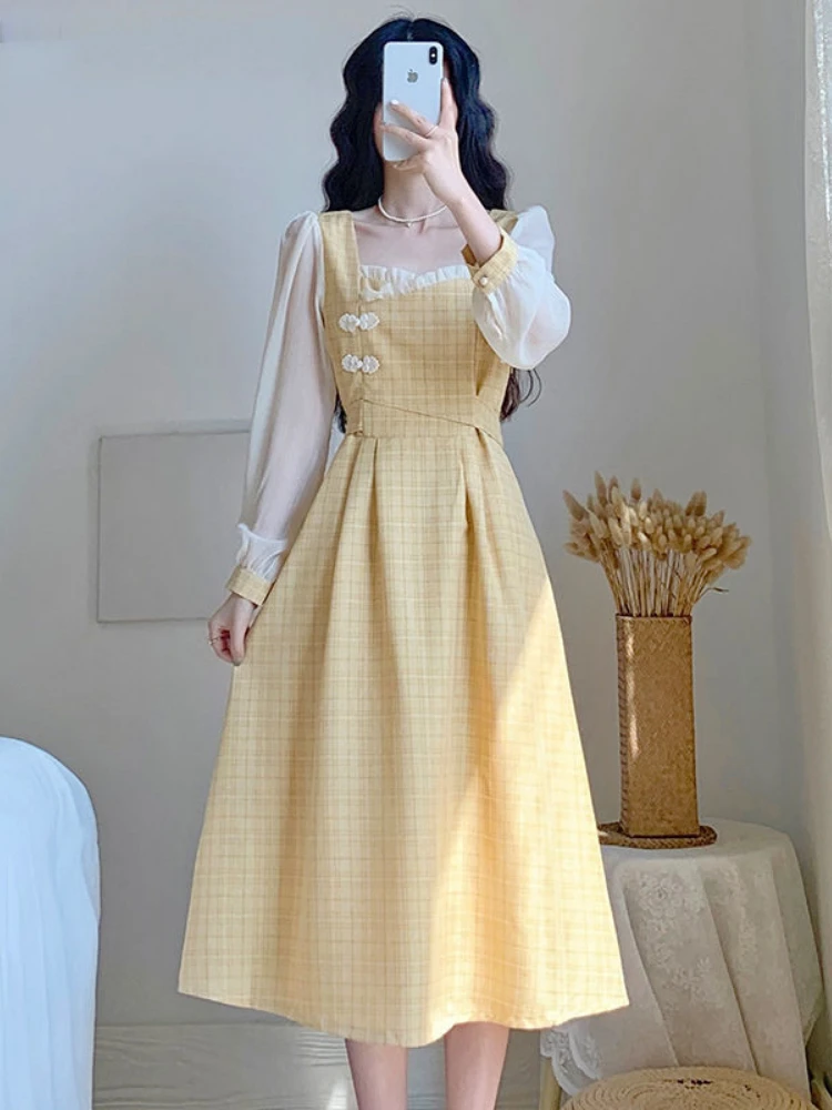 Spring Autumn Women Long Sleeve Square Neck Fairy Plaid Dress One Piece Korea Fashion Y2k Clothes Elegant Women's Party Dresses
Spring Autumn Women Long Sleeve Square Neck Fairy Plaid Dress One Piece Korea Fashion Y2k Clothes Elegant Women's Party Dresses