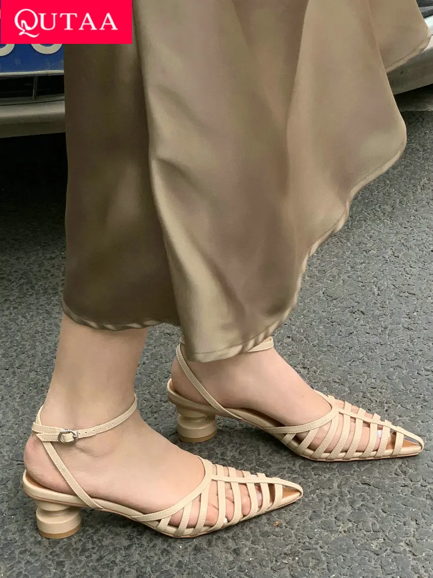 QUTAA 2022 Summer Women Sandals Pointed Toe Genuine Leather High Heels Shoes Woman Fashion Party Platforms Pumps Size 34-39
QUTAA 2022 Summer Women Sandals Pointed Toe Genuine Leather High Heels Shoes Woman Fashion Party Platforms Pumps Size 34-39