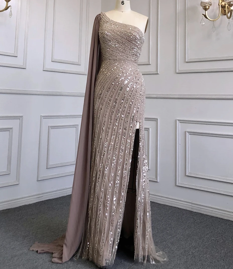 Champagne Elegant One Shoulder Evening Dresses 2022 Customized Plus Size Sequined Party Celebrity Dress Mermaid Prom Gowns
Champagne Elegant One Shoulder Evening Dresses 2022 Customized Plus Size Sequined Party Celebrity Dress Mermaid Prom Gowns