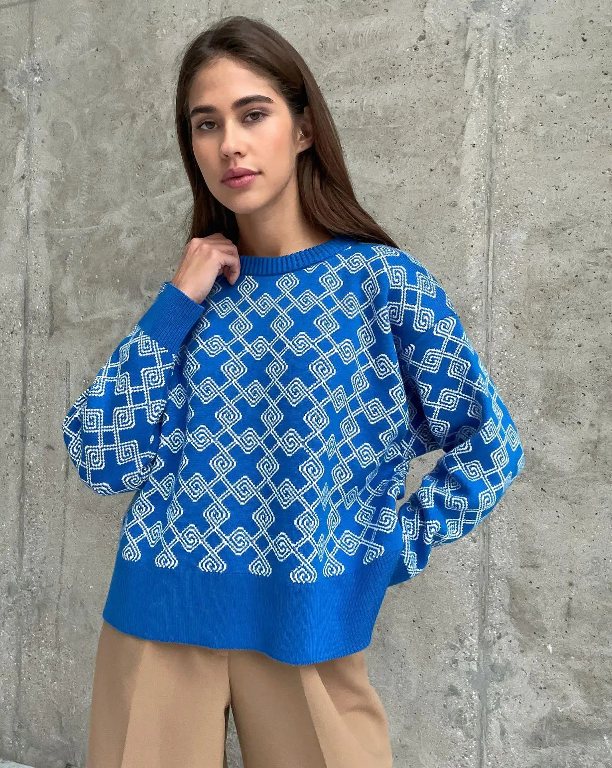 Plaid Long Sleeve Knitted Pullover Sweater Women 2022 Autumn Winter Clothing Fashion Casual Half High Collar Loose Sweaters
Plaid Long Sleeve Knitted Pullover Sweater Women 2022 Autumn Winter Clothing Fashion Casual Half High Collar Loose Sweaters
