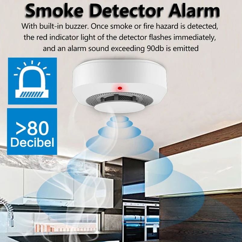 

433MHz Wireless Fire Protection Smoke Alarm Sensor Alarm Detector For Tuya RF WIFI GSM Home Security Alarm Systems