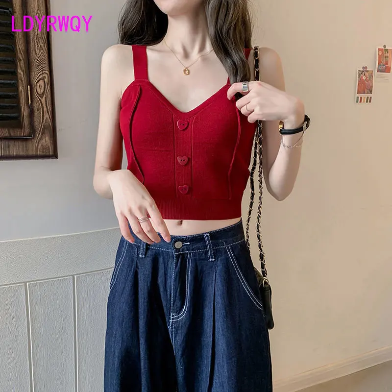 Knitted suspender waistcoat for women wear summer fashion new style back with short bottom vest camiole Tanks
Knitted suspender waistcoat for women wear summer fashion new style back with short bottom vest camiole Tanks