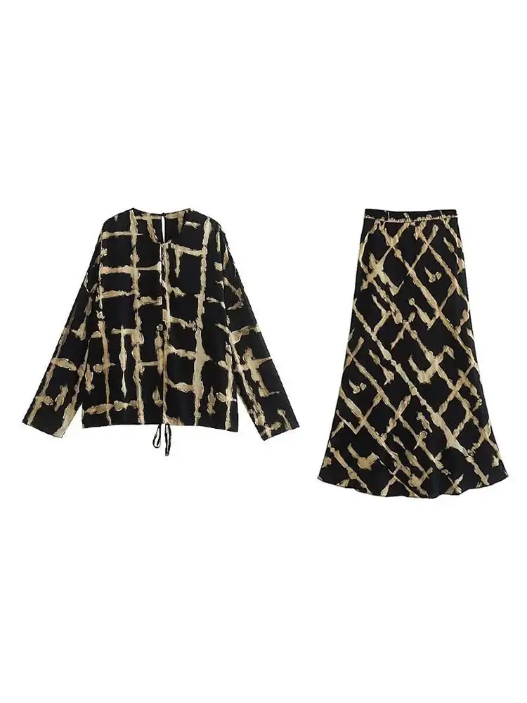 Grid Printing Shirt Sets Women Fashion O-Neck Lace Up Long Sleeve Tops 2 Pieces Set Spring Casual Female High Waist Skirt Suits
Grid Printing Shirt Sets Women Fashion O-Neck Lace Up Long Sleeve Tops 2 Pieces Set Spring Casual Female High Waist Skirt Suits