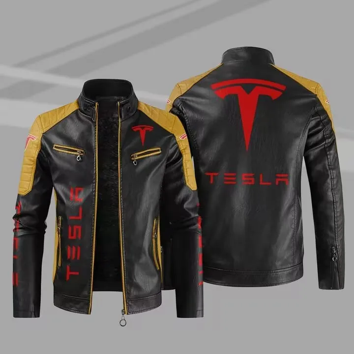 2023 Fashion New Mens Vintage Tesla logo Jacket Biker Leather Jacket Male Embroidery Bomber Coat Pu Overcoat
2023 Fashion New Mens Vintage Tesla logo Jacket Biker Leather Jacket Male Embroidery Bomber Coat Pu Overcoat