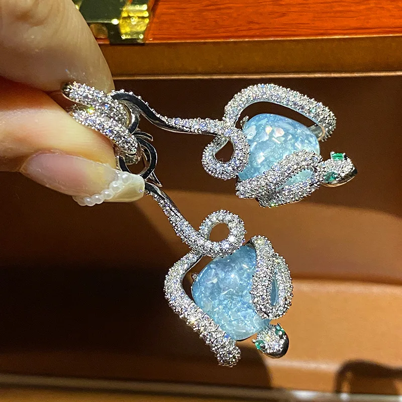 Женские винтажные вечерние Ги-змеи из серебра 2022 пробы с цирконами 
Женские винтажные вечерние Ги-змеи из серебра 2022 пробы с цирконами