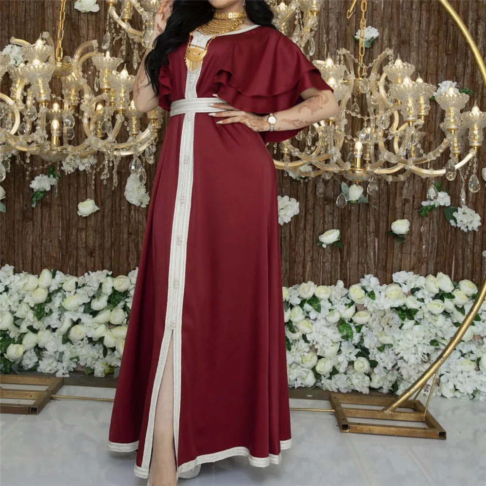 Women's Dress Long Dress Muslim Party Clothing Abaya Dubai Jalabiya Lace Webbing Robe Lotus Leaf Sleeve Dress Ethnic Style
Women's Dress Long Dress Muslim Party Clothing Abaya Dubai Jalabiya Lace Webbing Robe Lotus Leaf Sleeve Dress Ethnic Style