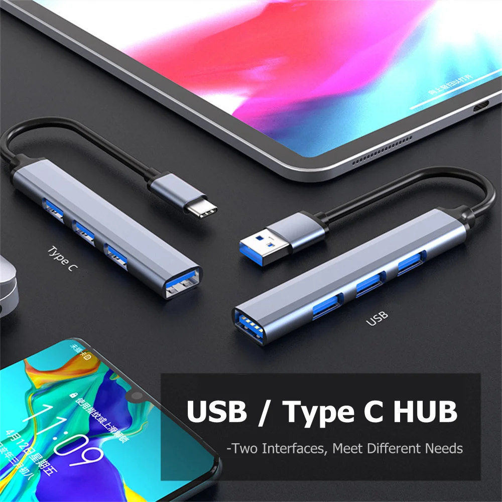 

Концентратор USB Type-C 3,0 3,1, 4 порта, мульти-USB-разветвитель, адаптер OTG для HUAWEI, Xiaomi, Lenovo, Macbook, ПК, компьютерные аксессуары