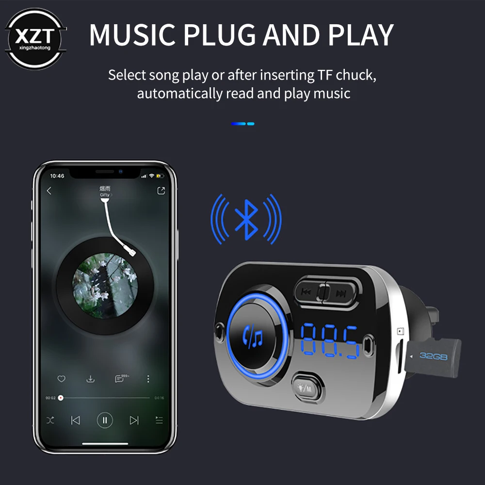 

FM Transmitter BC49BQ Bluetooth 5.0 FM Modulator Car Charger Car Kit MP3 Music Audio Player Hands-Free Calling 3.1A USB Charger