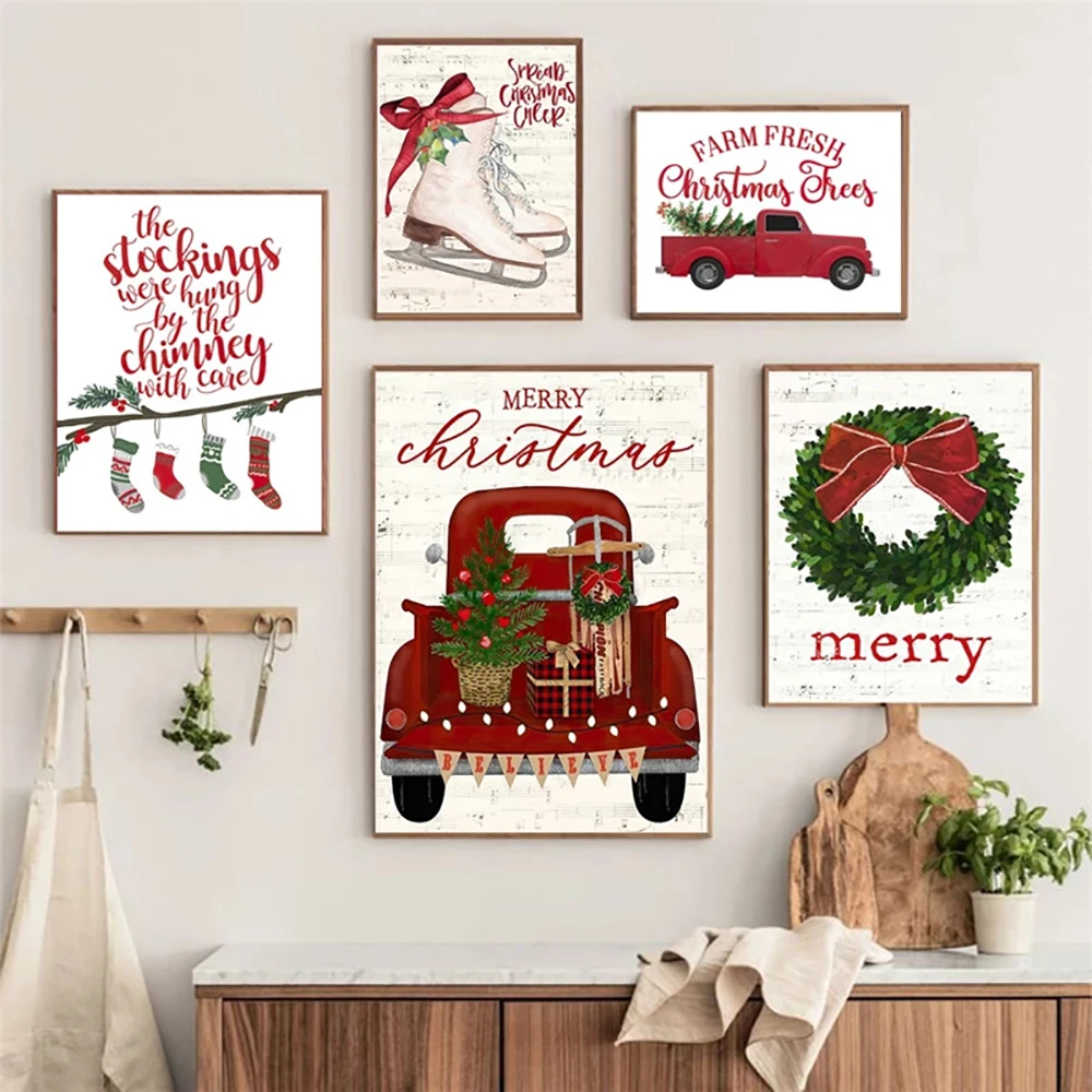 Nordic Merry Christmas Wall Art Canvas Painting Retro Stocking Truck Car Posters Prints Decoration Pictures Kids Room Home Decor
Nordic Merry Christmas Wall Art Canvas Painting Retro Stocking Truck Car Posters Prints Decoration Pictures Kids Room Home Decor
