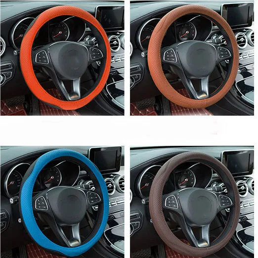 

Leather Car Steering Wheel Cover 38cm Wear-resistant Anti-slip Auto Decorations Interior Vehicle Accessories Articles for Cars