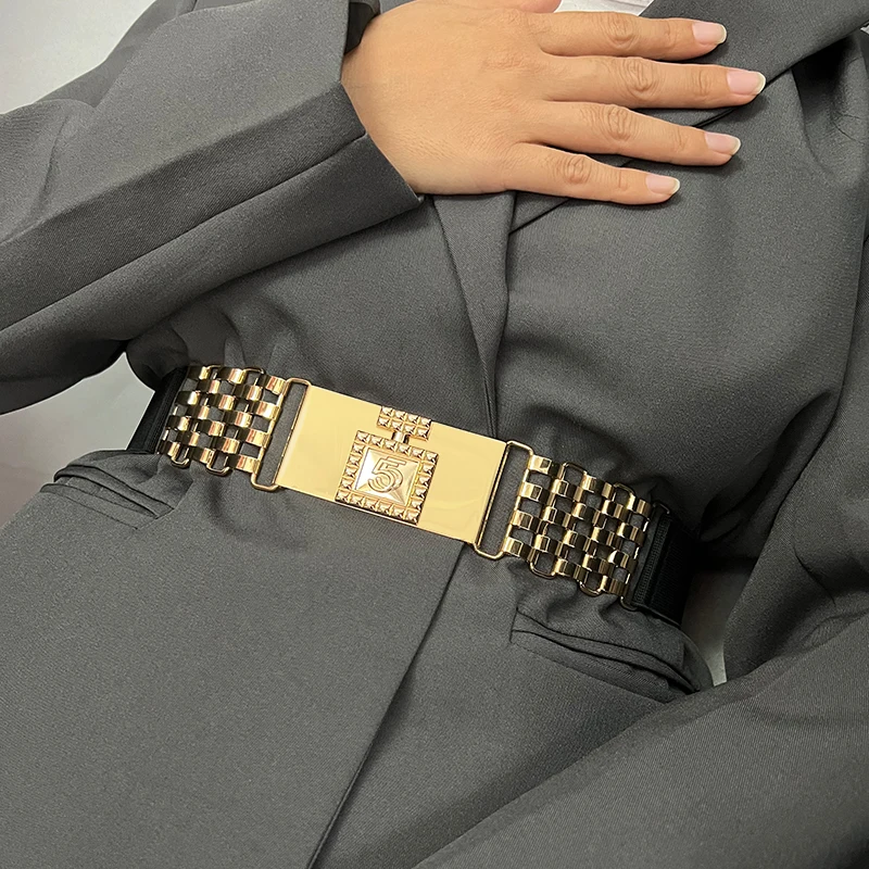 Fashion Elastic Gold Chain Belt Female Waist Metal Belts For Women Dress Stretch Cummerbunds Easy Waistband Luxury Strap
Fashion Elastic Gold Chain Belt Female Waist Metal Belts For Women Dress Stretch Cummerbunds Easy Waistband Luxury Strap