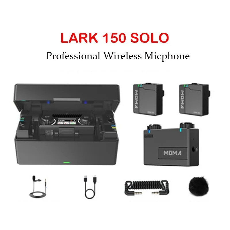 

Микрофон Lark 2023 Duo Solo 150 ГГц, беспроводной комплект RX TX, петличный микрофон, микрофон для цифровой зеркальной камеры, телефонов iPhone, Android, 2,4