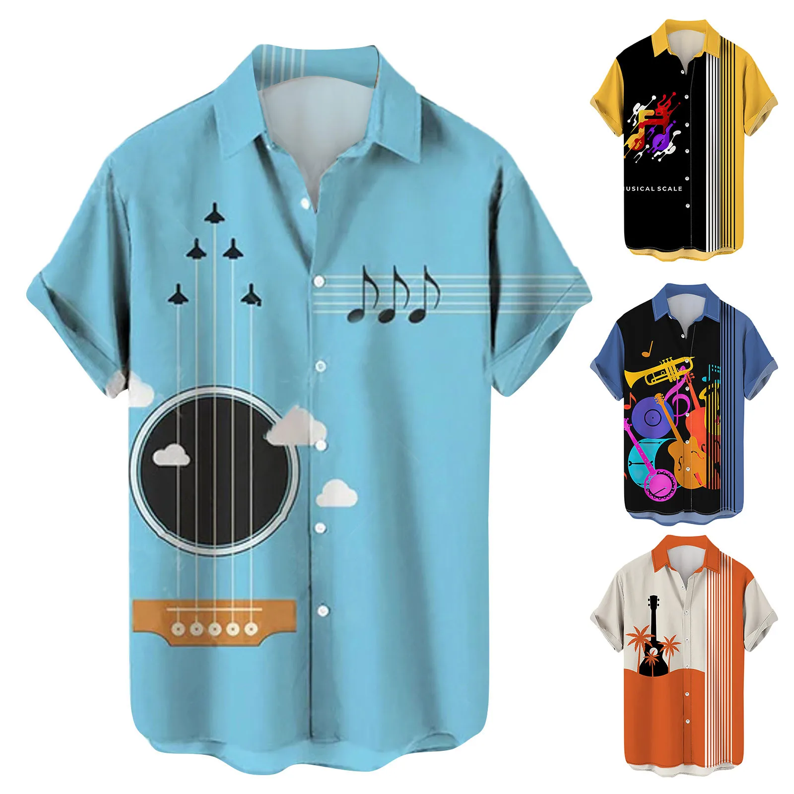 Mens Summer Fashion Leisure Personality Musical Instruments 3D Printed Lapels Buttons Short Camisas De Hombre Cardigan Blouses
Mens Summer Fashion Leisure Personality Musical Instruments 3D Printed Lapels Buttons Short Camisas De Hombre Cardigan Blouses
