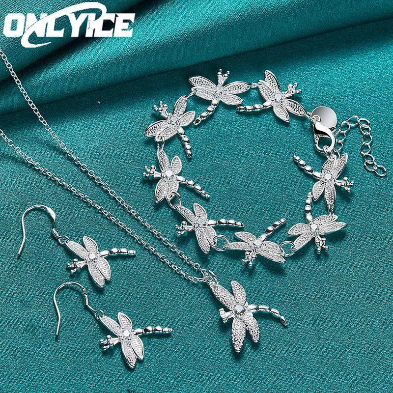 Hot Charm 3pcs 925 Sterling Silver Jewelry Set Zircon Dragonfly Pendant Necklace Earring Bracelet For Women Fashion Party Gifts
Hot Charm 3pcs 925 Sterling Silver Jewelry Set Zircon Dragonfly Pendant Necklace Earring Bracelet For Women Fashion Party Gifts
