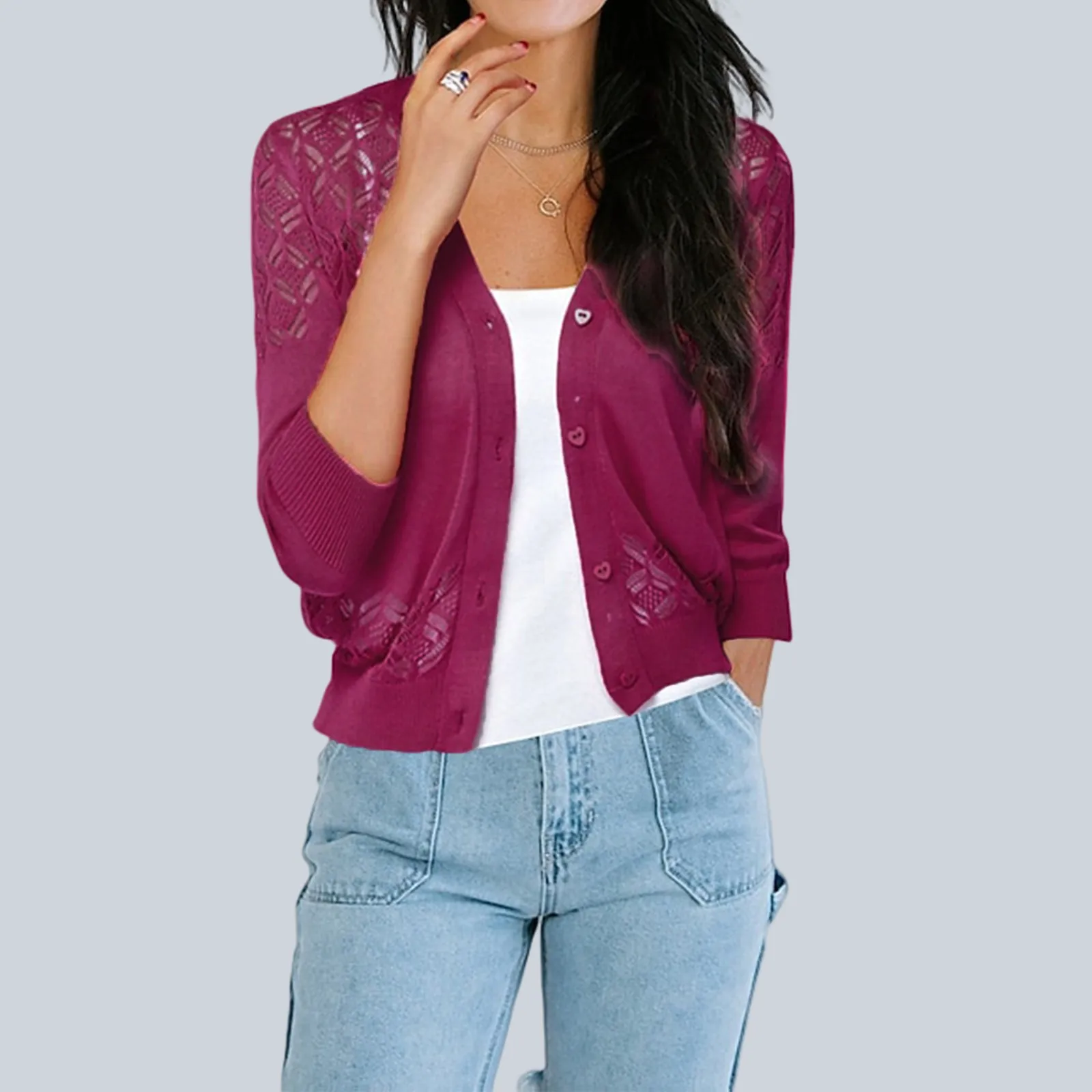 Women's V Neck Short Style Outerwear Cardigan Hollowed Out Knit Sweater OL Women Tops office lady Work Wear Loose Pullovers
Women's V Neck Short Style Outerwear Cardigan Hollowed Out Knit Sweater OL Women Tops office lady Work Wear Loose Pullovers