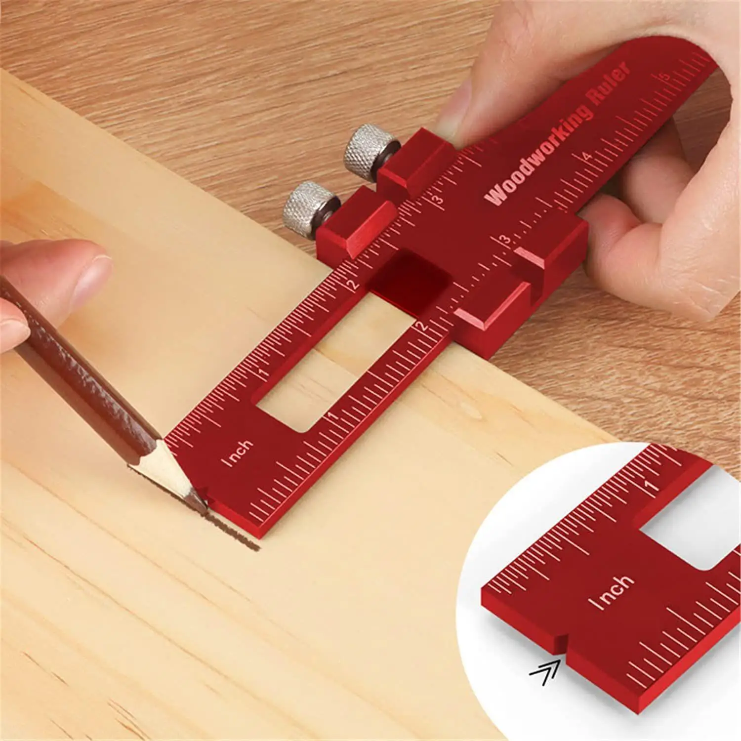 

Woodworking Tools Ruler Scriber Positioning Scribing Gauge Ruler Measuring Tool with Metric and Imperial Scales Carpenter Tools