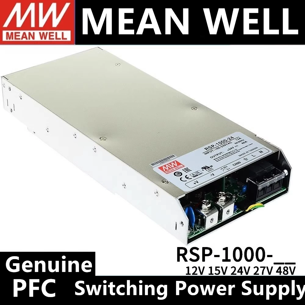 MEAN WELL RSP-1000-24 RSP-1000-15 RSP-1000-12 RSP-1000-27 RSP-1000-48 Single Output with PFC Function Low Profile Power Supply
MEAN WELL RSP-1000-24 RSP-1000-15 RSP-1000-12 RSP-1000-27 RSP-1000-48 Single Output with PFC Function Low Profile Power Supply