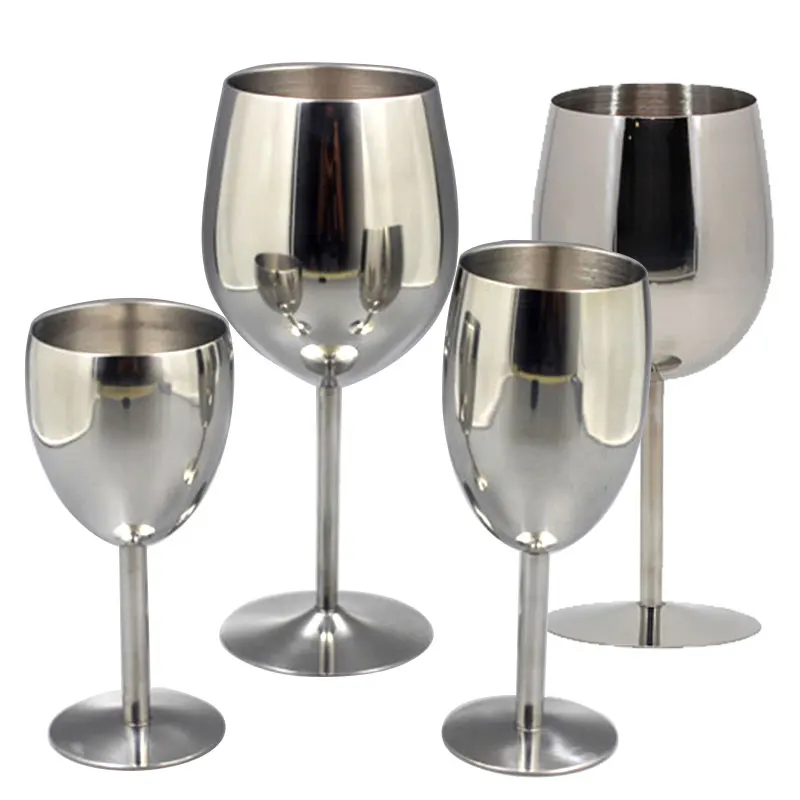 

2Pcs/set Wine Glasses Stainless Steel 18/8 Metal Wineglass Bar Wine Glass Champagne Cocktail Drinking Cup Charms Party Supplies