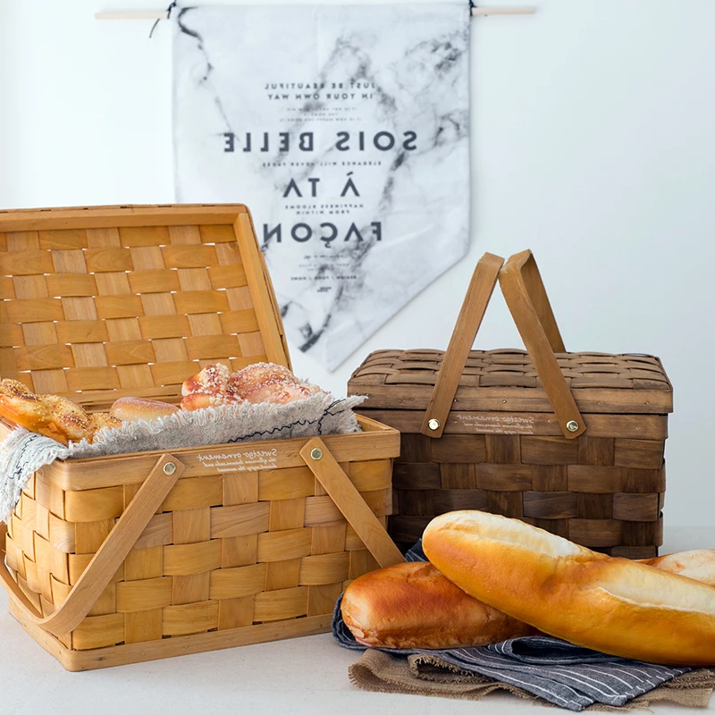 Woven French Picnic with Lid Storage Basket Baking Store Bag Display Mori Style Wedding Props
Woven French Picnic with Lid Storage Basket Baking Store Bag Display Mori Style Wedding Props