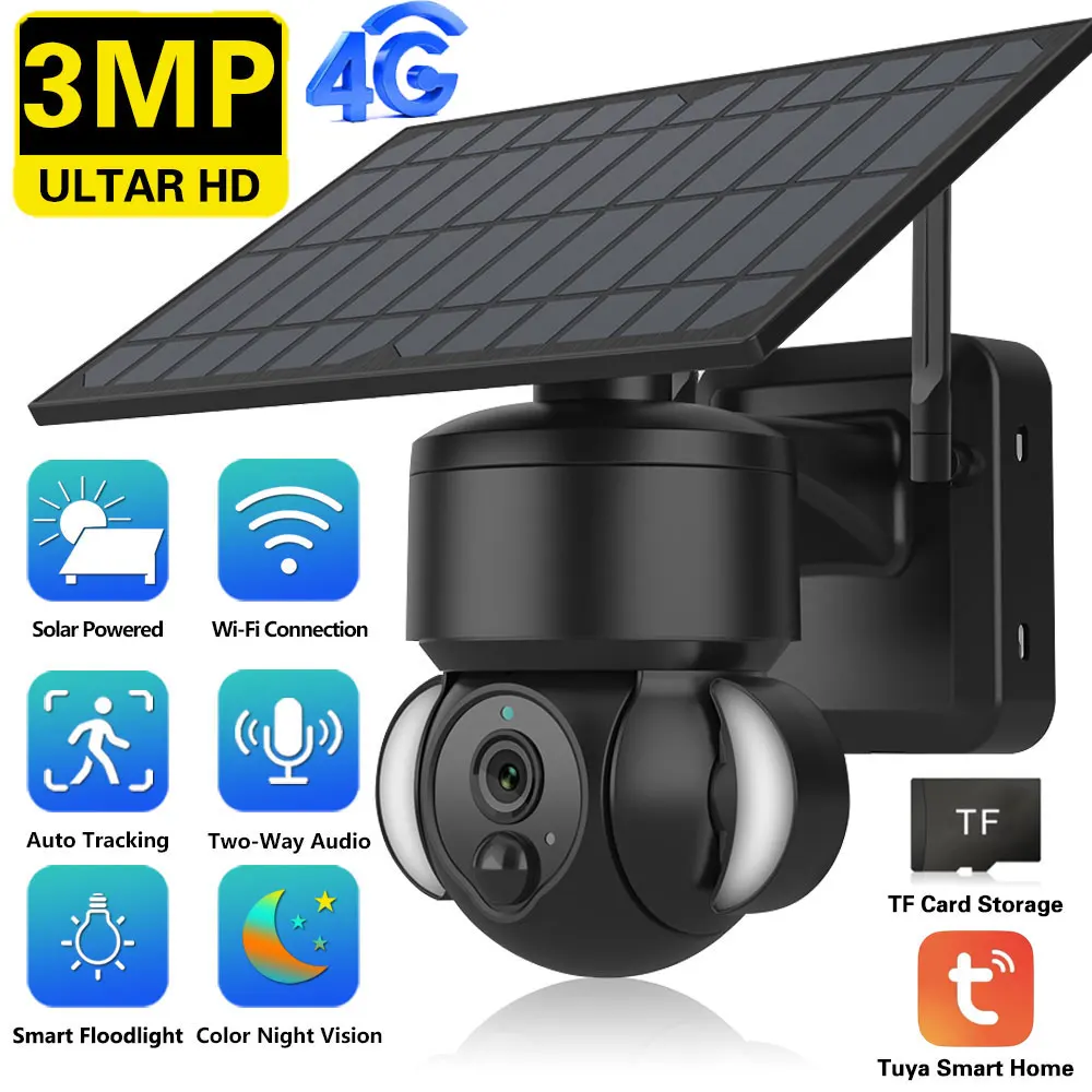 3MP Tuya Security Camera Wireless Outdoor Solar Battery Powered Cam Rechargeable WiFi Or 4G Security CCTV With Motion Detection
3MP Tuya Security Camera Wireless Outdoor Solar Battery Powered Cam Rechargeable WiFi Or 4G Security CCTV With Motion Detection