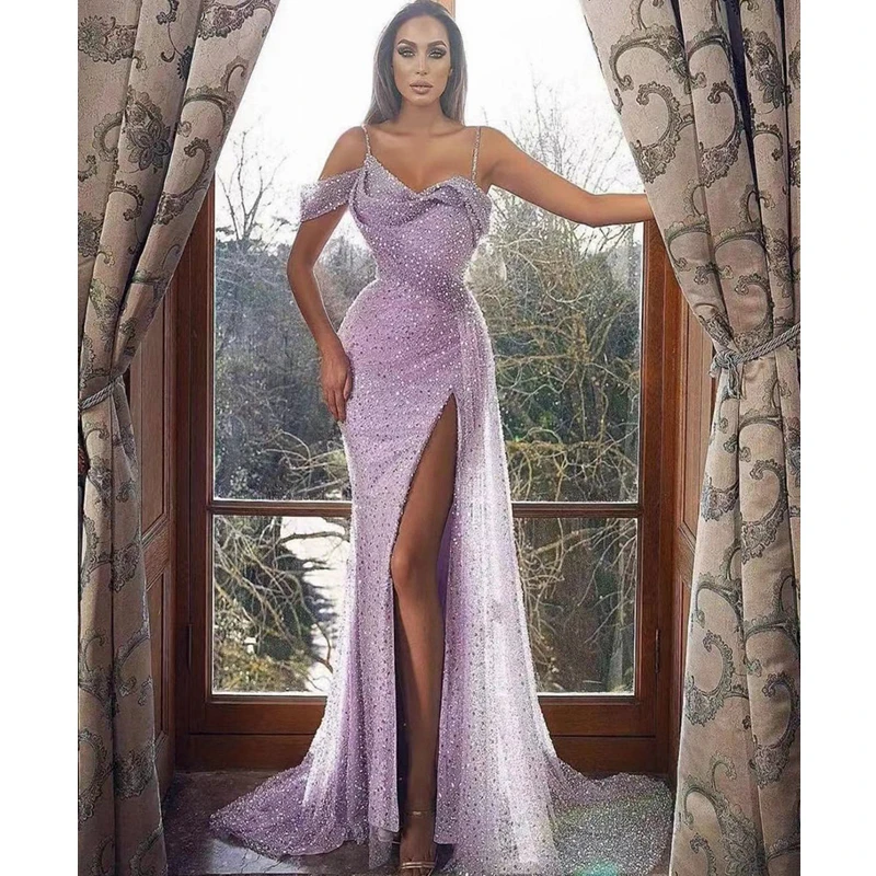 Women Dress Party Formal Dress Women's Slim High Waist Sequined Strapless Dress Sexy Elegant Spaghetti Strap V-Neck Slit Dress
Women Dress Party Formal Dress Women's Slim High Waist Sequined Strapless Dress Sexy Elegant Spaghetti Strap V-Neck Slit Dress