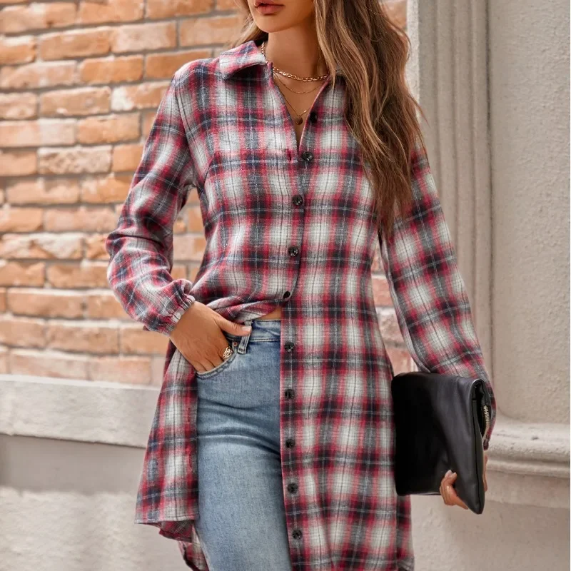 2023 Spring and Autumn Women's Contrast Polo Long Sleeve Checked Single Breasted Button Fashion Casual Mid Length Dress
2023 Spring and Autumn Women's Contrast Polo Long Sleeve Checked Single Breasted Button Fashion Casual Mid Length Dress