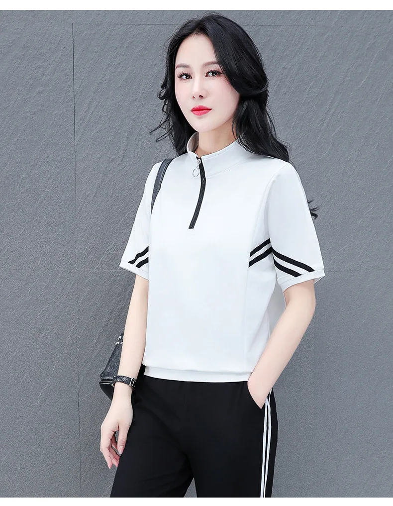 Women's Two Pieces White T-shirt + Long Black Pant Cotton Casual Confortable Set Sport Suits 2023 Spring New Fashion
Women's Two Pieces White T-shirt + Long Black Pant Cotton Casual Confortable Set Sport Suits 2023 Spring New Fashion