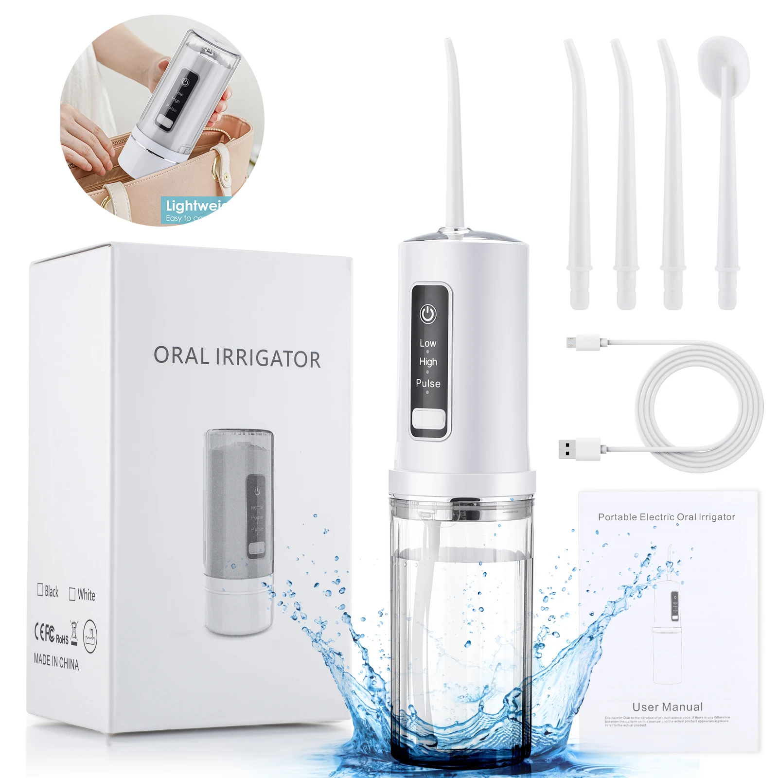 Oral Irrigator Portable Dental Water Flosser Whitener USB Electric Water Jet Floss Tooth Pick 4 Jet Tip 3 Modes Teeth Cleaner
Oral Irrigator Portable Dental Water Flosser Whitener USB Electric Water Jet Floss Tooth Pick 4 Jet Tip 3 Modes Teeth Cleaner
