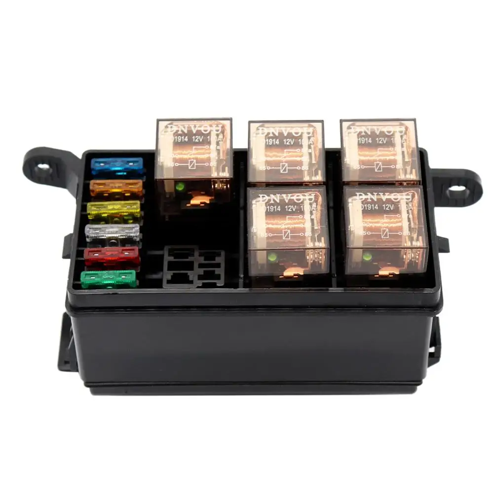 Universal 12V Car Marine 6-Way Relay+ 6-Slot ATO/ATC Blade Fuse Holder Box for Auto Automobiles Replacement Parts
Universal 12V Car Marine 6-Way Relay+ 6-Slot ATO/ATC Blade Fuse Holder Box for Auto Automobiles Replacement Parts