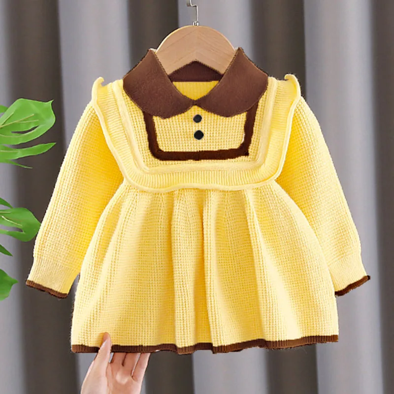 Трикотажное платье-свитер для маленьких девочек на осень/зиму - купить по