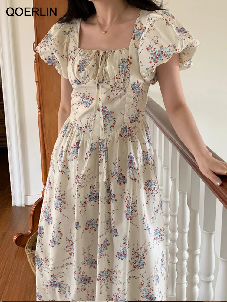 QOERLIN Lace-Up Floral Dress Maxi Women Short Sleeve Summer Printed Dress Female Bubble Sleeve Elastic Waist Romantic Fashion
QOERLIN Lace-Up Floral Dress Maxi Women Short Sleeve Summer Printed Dress Female Bubble Sleeve Elastic Waist Romantic Fashion