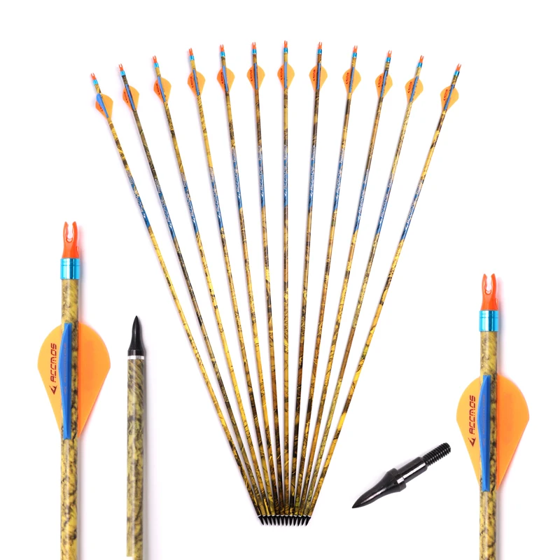 6/12pcs Pure Carbon Arrow ID 6.2mm Spine 350 400 500 Green Camouflage Skin Shaft Archery For Compound Bow Hunting Shooting 
6/12pcs Pure Carbon Arrow ID 6.2mm Spine 350 400 500 Green Camouflage Skin Shaft Archery For Compound Bow Hunting Shooting