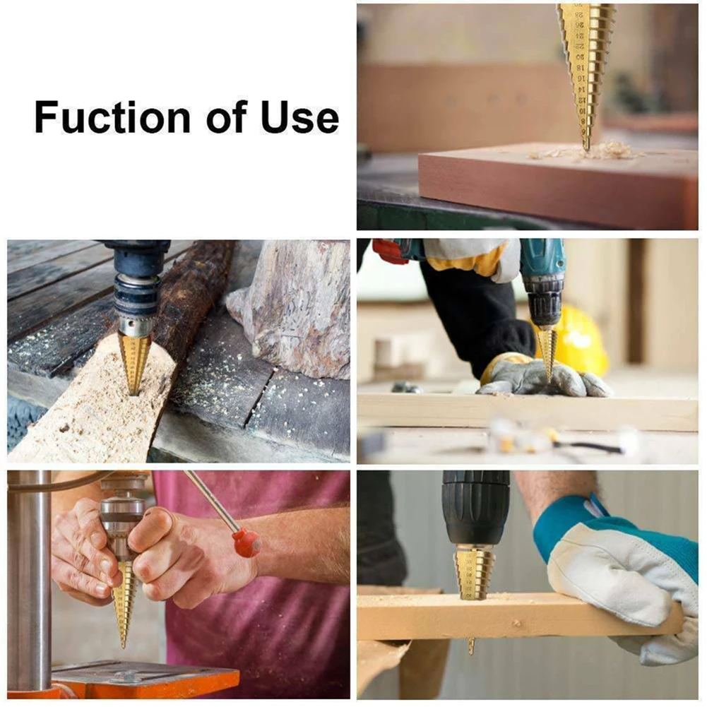 3pcs HSS Step Drill Bit Titanium Coated Wood Metal Hole Cutter With Center Punch For Steel Brass Plastic Cutting Power Tool Part
3pcs HSS Step Drill Bit Titanium Coated Wood Metal Hole Cutter With Center Punch For Steel Brass Plastic Cutting Power Tool Part