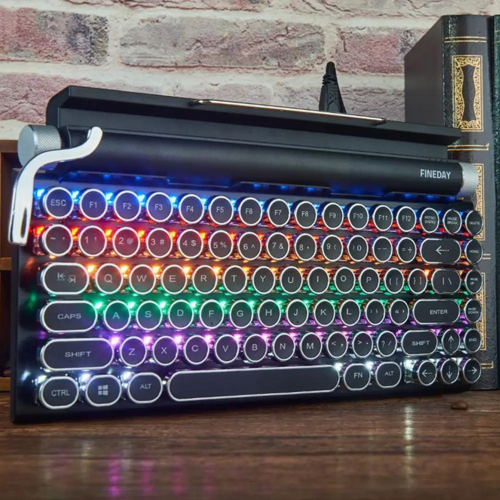 Typewriter Keyboard 83 Keys Wireless Bluetooth Rgb Colorful Backlight Retro Mechanical Keyboard For Cellphone Tablet La T5a3
Typewriter Keyboard 83 Keys Wireless Bluetooth Rgb Colorful Backlight Retro Mechanical Keyboard For Cellphone Tablet La T5a3