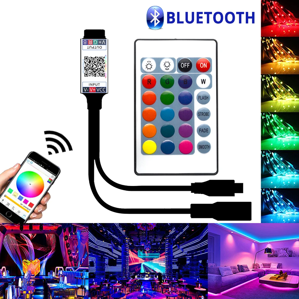 24 Keys Bluetooth-compatible Remote LED Strip Controller Remotely Sensor For Light Wall Lamp Switch Wireless Touch 12V RGB Strip
24 Keys Bluetooth-compatible Remote LED Strip Controller Remotely Sensor For Light Wall Lamp Switch Wireless Touch 12V RGB Strip