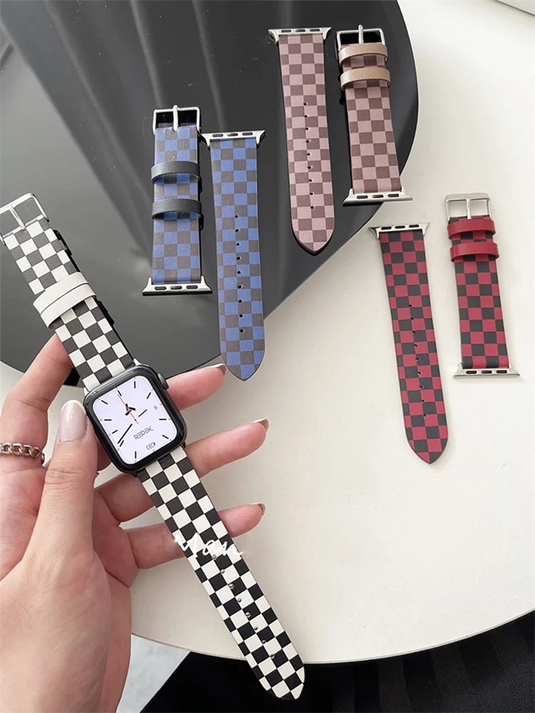 Leather Bracelet For Apple Watch Series 7 6 SE 5 4 3 41mm 45mm 40mm 44mm Lattice Pattern Strap For iWatch Band 38mm 42mm Correa
Leather Bracelet For Apple Watch Series 7 6 SE 5 4 3 41mm 45mm 40mm 44mm Lattice Pattern Strap For iWatch Band 38mm 42mm Correa
