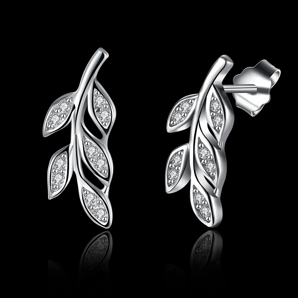 S925 Sterling Silver Ear Cuffs Olive Branch Shaped Earrings Zircon Crystal Earring Clips for Women
S925 Sterling Silver Ear Cuffs Olive Branch Shaped Earrings Zircon Crystal Earring Clips for Women